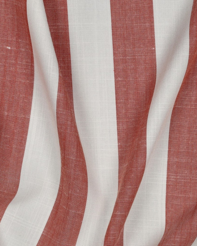 Viscose Effet Lin Grandes Rayures Marsala - Mercerine