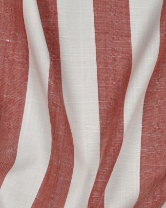 Viscose Effet Lin Grandes Rayures Marsala - Mercerine