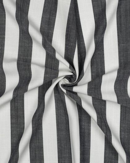Viscose Effet Lin Grandes Rayures Bleu Marine - Mercerine