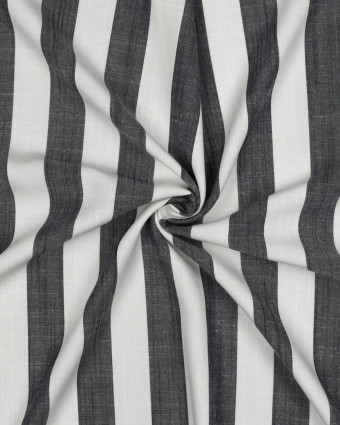 Viscose Effet Lin Grandes Rayures Bleu Marine - Mercerine