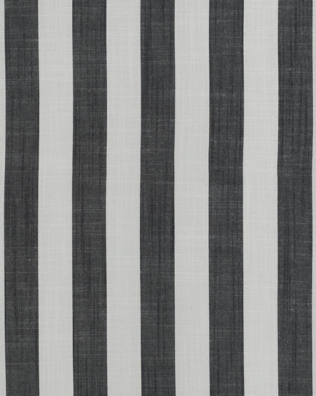 Viscose Effet Lin Grandes Rayures Bleu Marine - Mercerine