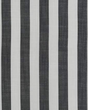 Viscose Effet Lin Grandes Rayures Bleu Marine - Mercerine