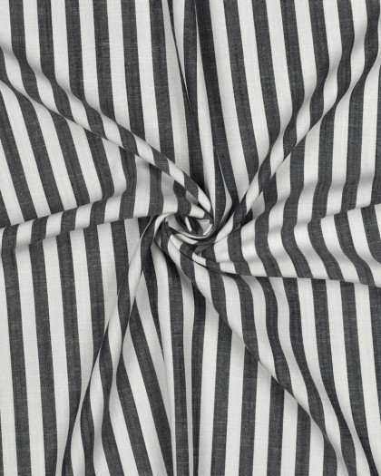 Viscose Effet Lin Rayures Bleu Marine - Mercerine