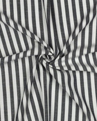 Viscose Effet Lin Rayures Bleu Marine - Mercerine