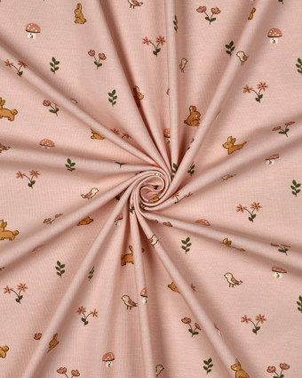 Jersey de Coton Gots Petit Lapin Rose - Mercerine