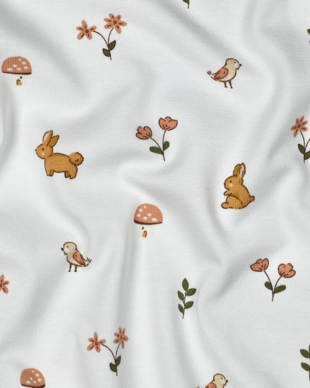 Jersey de Coton  Petit Lapin Blanc - Mercerine