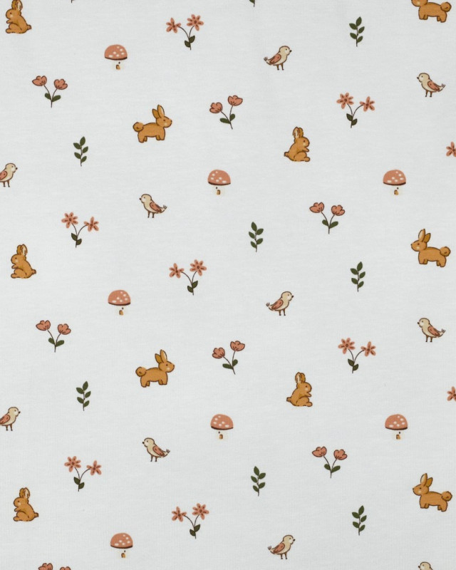 Jersey de Coton  Petit Lapin Blanc - Mercerine