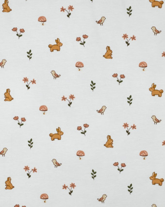 Jersey de Coton  Petit Lapin Blanc - Mercerine