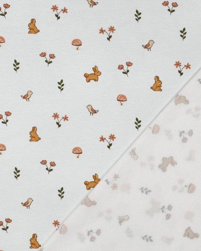 Jersey de Coton  Petit Lapin Blanc - Mercerine
