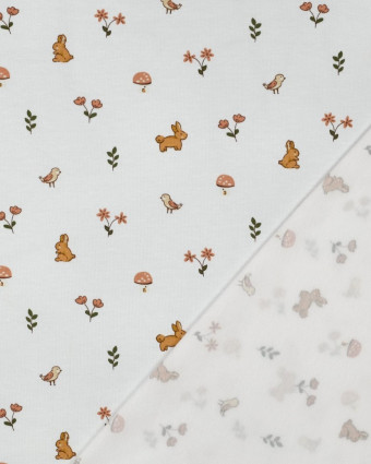 Jersey de Coton  Petit Lapin Blanc - Mercerine