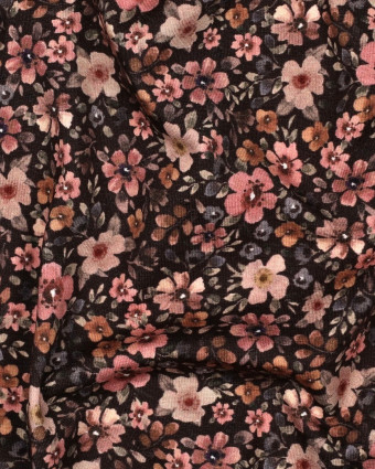 Jersey de Coton Imprimé Digital Fleuri Cacao - Mercerine