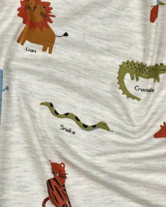 Tissu Jersey Gris Clair Chiné Jungle - Mercerine