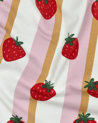 Jersey de Coton à Rayures Fraises - Mercerine