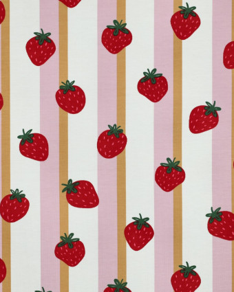 Jersey de Coton à Rayures Fraises - Mercerine
