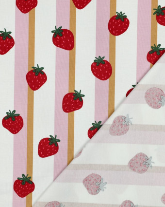 Jersey de Coton à Rayures Fraises - Mercerine