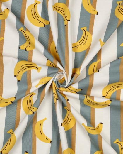 Jersey de Coton à Rayures Bananes - Mercerine