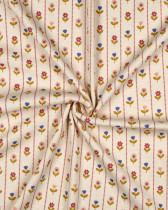 Jersey de Coton Côtelé Flower Fond Beige