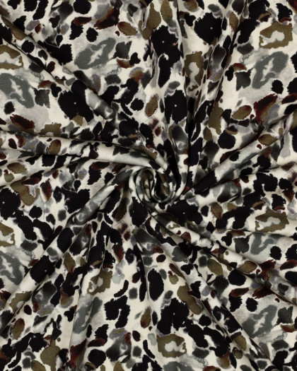 Jersey Punta Di Roma Motif Abstrait Léopard Kaki - Mercerine