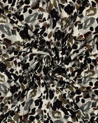 Jersey Punta Di Roma Motif Abstrait Léopard Kaki - Mercerine