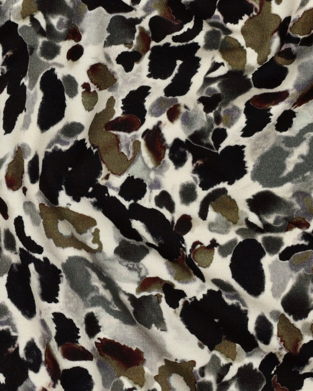 Jersey Punta Di Roma Motif Abstrait Léopard Kaki - Mercerine
