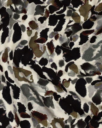 Jersey Punta Di Roma Motif Abstrait Léopard Kaki - Mercerine