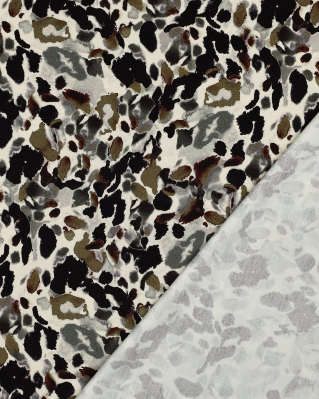 Jersey Punta Di Roma Motif Abstrait Léopard Kaki - Mercerine