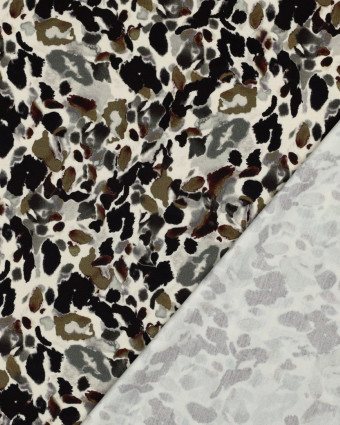 Jersey Punta Di Roma Motif Abstrait Léopard Kaki - Mercerine