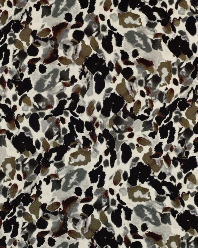 Jersey Punta Di Roma Motif Abstrait Léopard Kaki - Mercerine