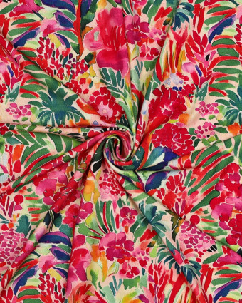 Jersey de Viscose Motif Fleuri Multicolore - Mercerine