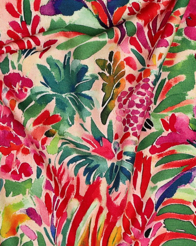 Jersey de Viscose Motif Fleuri Multicolore - Mercerine