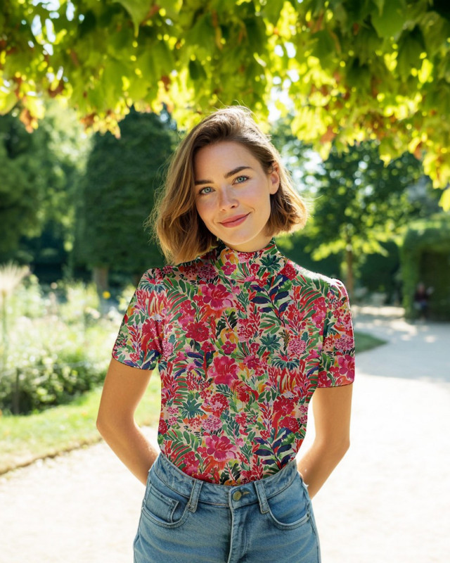 Jersey de Viscose Motif Fleuri Multicolore - Mercerine