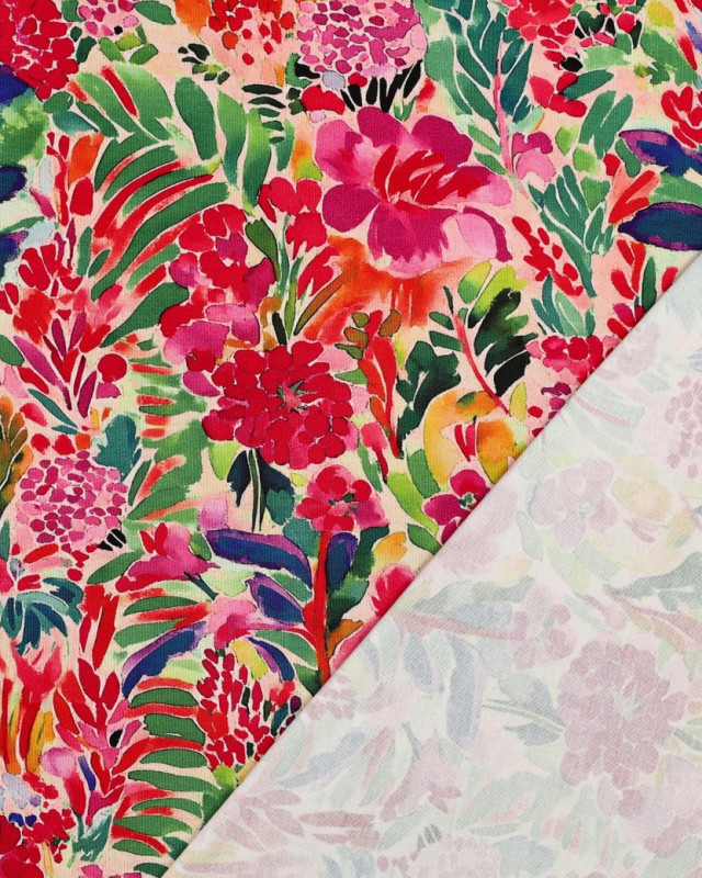 Jersey de Viscose Motif Fleuri Multicolore - Mercerine