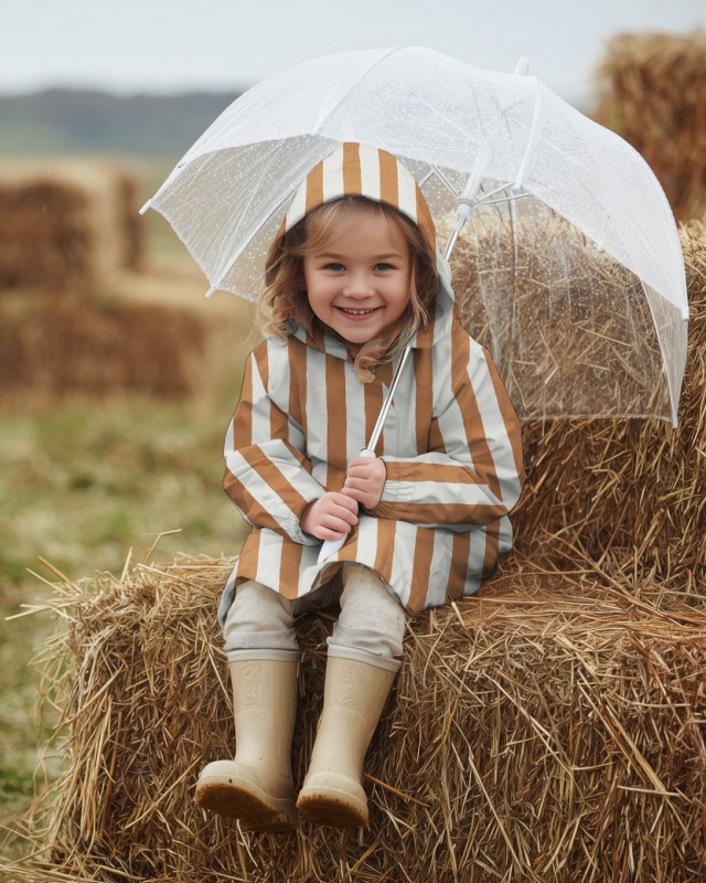 Tissu Imperméable à Rayures Caramel - Mercerine