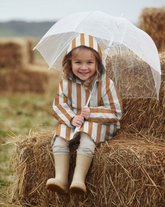 Tissu Imperméable à Rayures Caramel - Mercerine