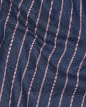 Tissu Denim Fines Rayures Rouges Bleu Brut