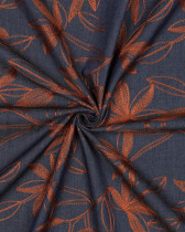 Tissu Denim Chambray Brodé Floral Caramel