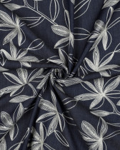 Tissu Denim Chambray Brodé Floral Ecru