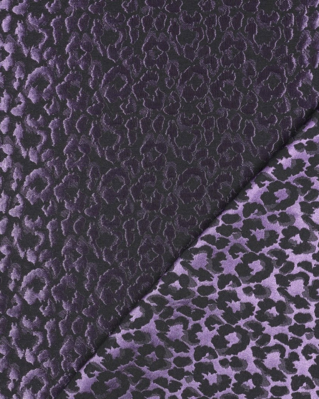 Tissu Jacquard Léopard Violet - Mercerine