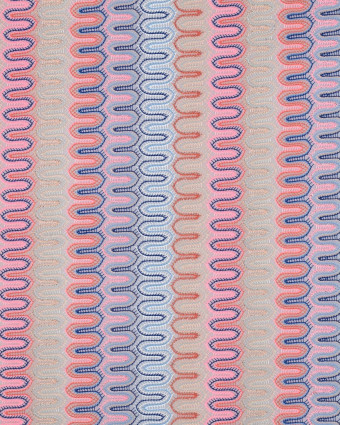 Tissu Crochet Sixties Bleu et Rose Lurex - Mercerine