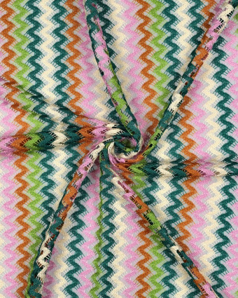 Tissu Crochet Wavy Vert et Mauve - Mercerine