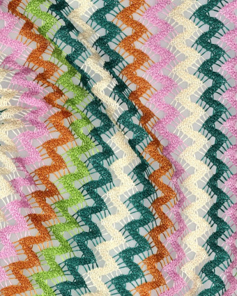 Tissu Crochet Wavy Vert et Mauve - Mercerine