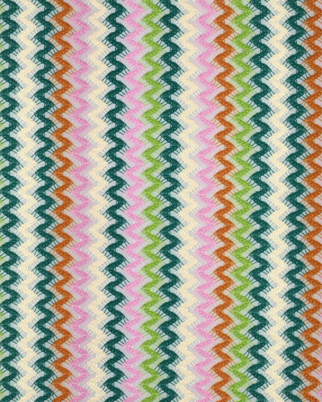 Tissu Crochet Wavy Vert et Mauve - Mercerine