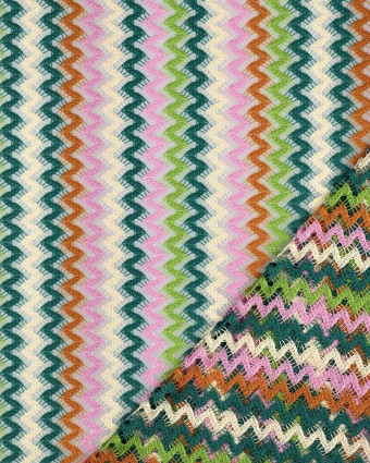 Tissu Crochet Wavy Vert et Mauve - Mercerine