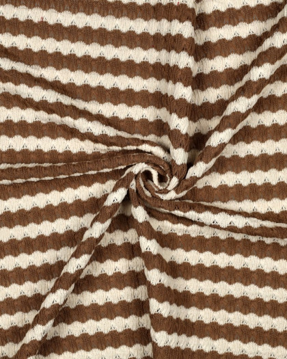 Tissu Crochet Rayures Taupe - Mercerine