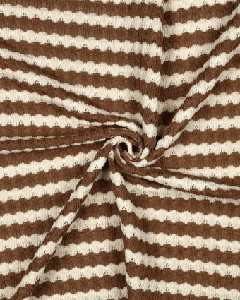 Tissu Crochet Rayures Taupe - Mercerine