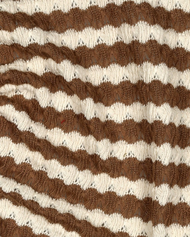 Tissu Crochet Rayures Taupe - Mercerine