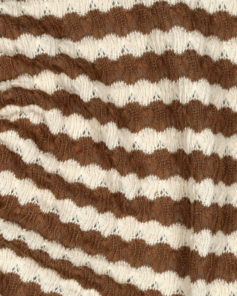 Tissu Crochet Rayures Taupe - Mercerine