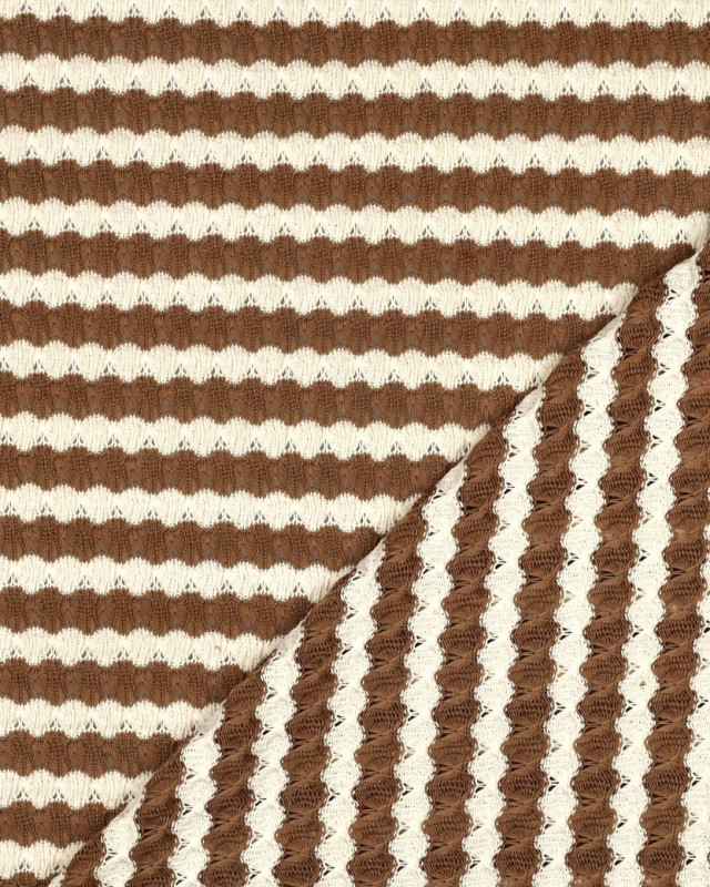 Tissu Crochet Rayures Taupe - Mercerine