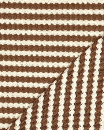 Tissu Crochet Rayures Taupe - Mercerine