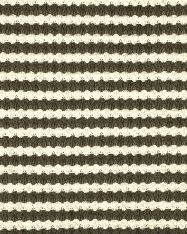 Tissu Crochet Rayures Kaki - Mercerine